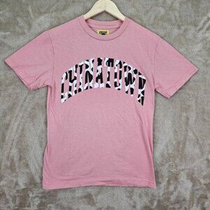 Made in USA Chinatown Market Cow Print Arch T-Shirt Pink Spell Out Logo Men's S